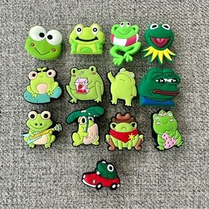Set of 13 Frog Party Shoe Charms Jibbitz for Crocs